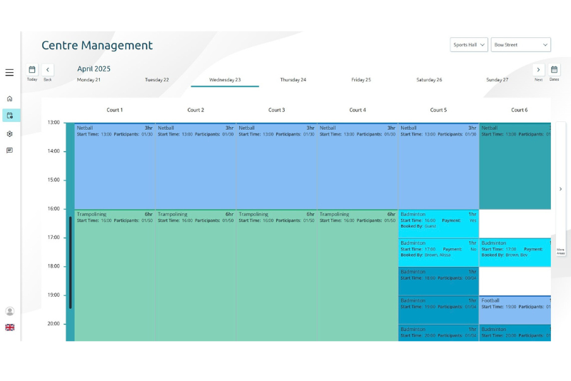 Centre Management - Calendar Navigation