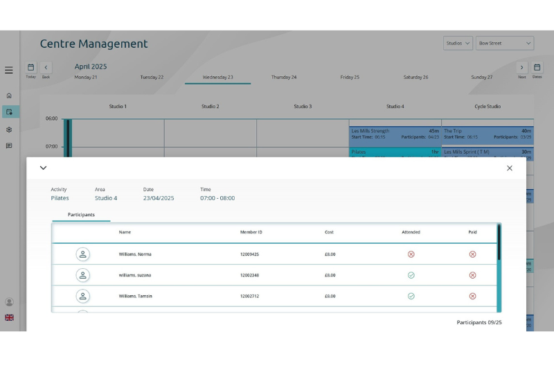 Centre Management - Participant View