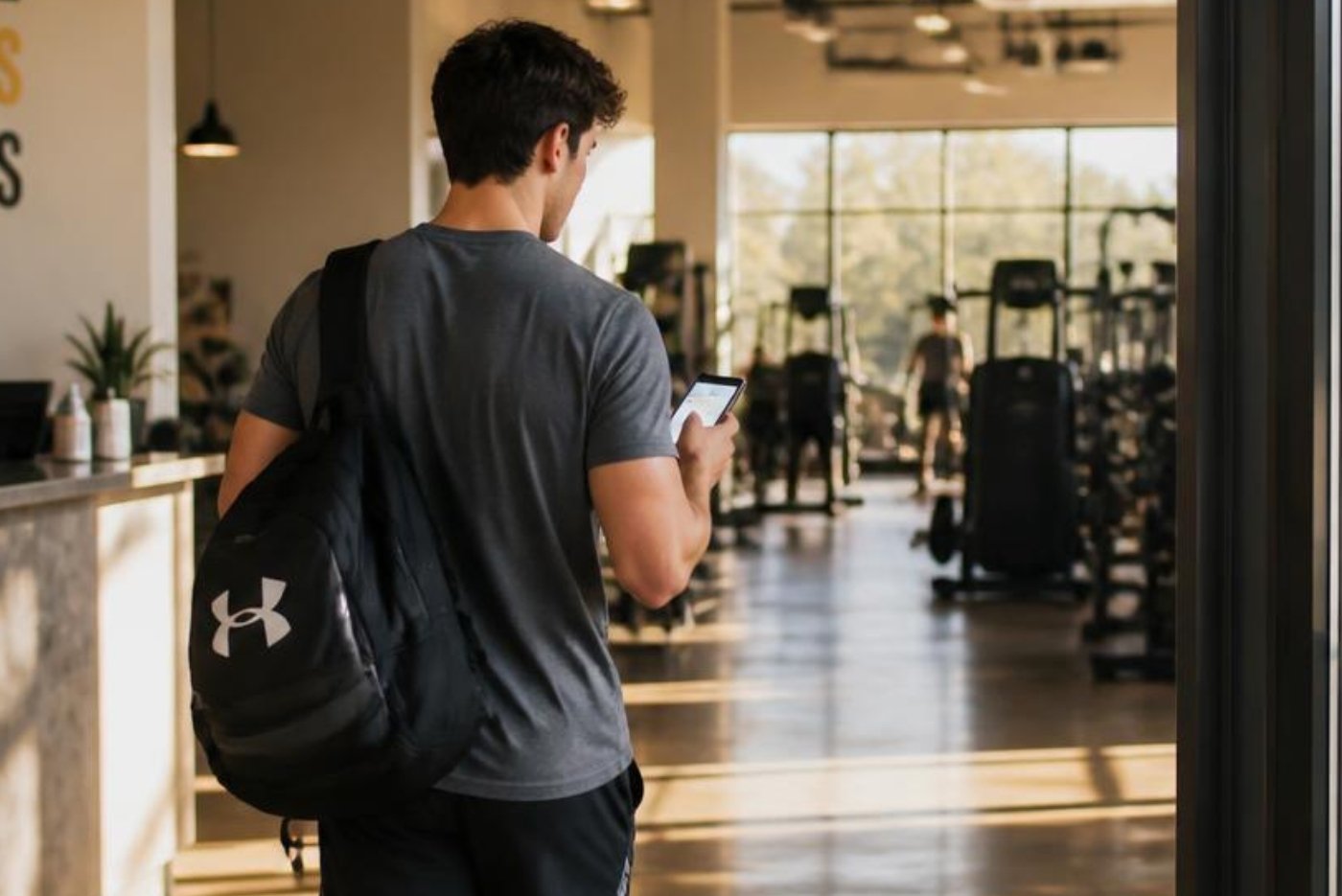 Website -  Man on phone in gym