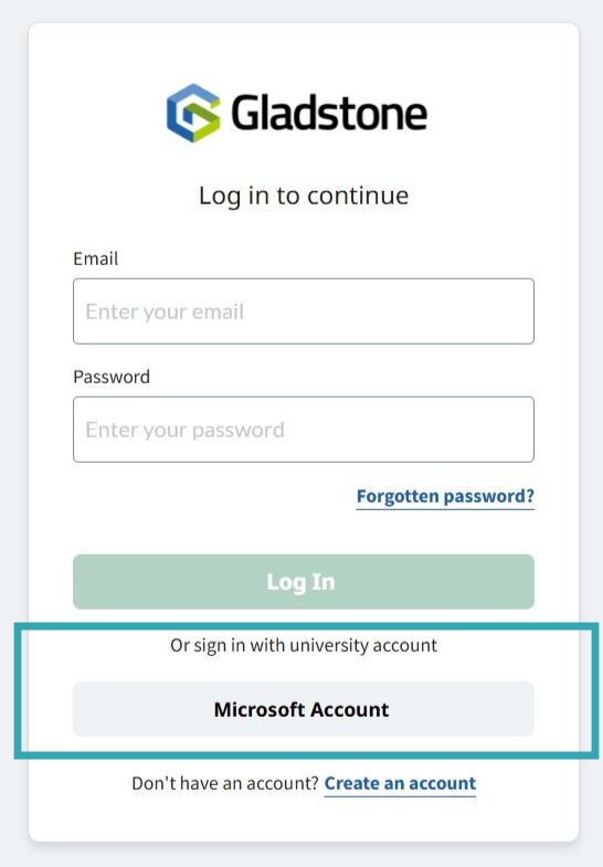 The login page when Consumer SSO is activated.