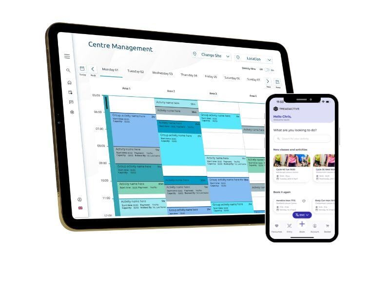 Illustration of solutions on a tablet and mobile device