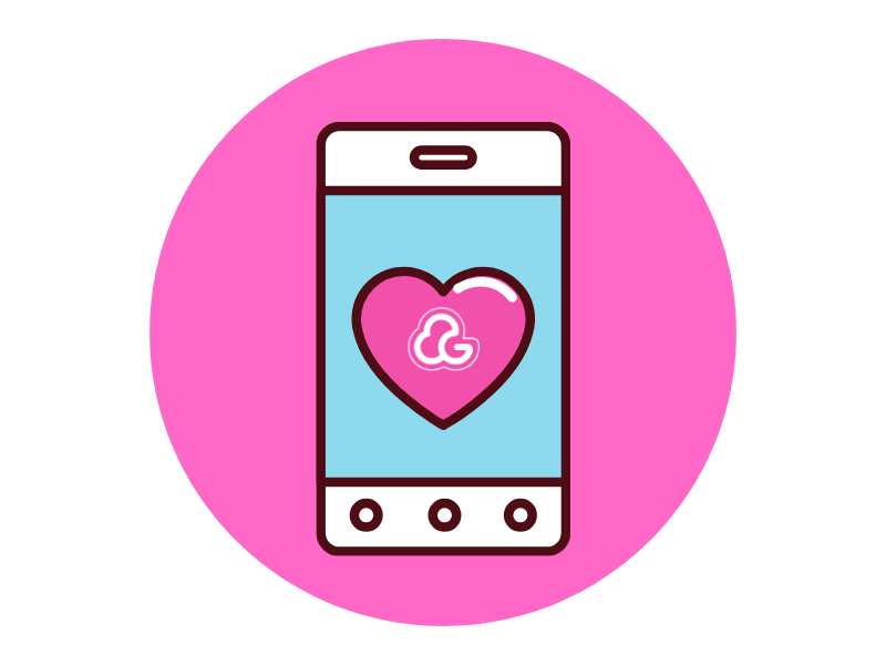 Go App Graphic phone with heart and Go logo