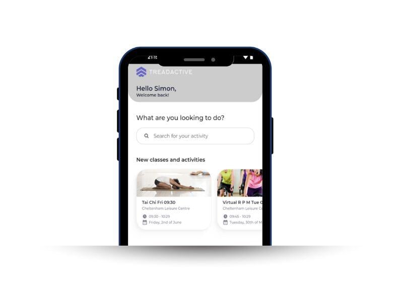 Gladstone Go app home screen with shadow
