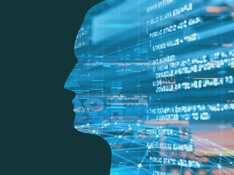 Person outline with thinking data - website ServiceFlex