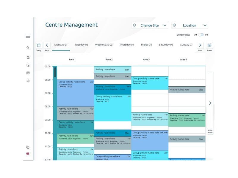 View of the Centre Management screen Gladstone Go