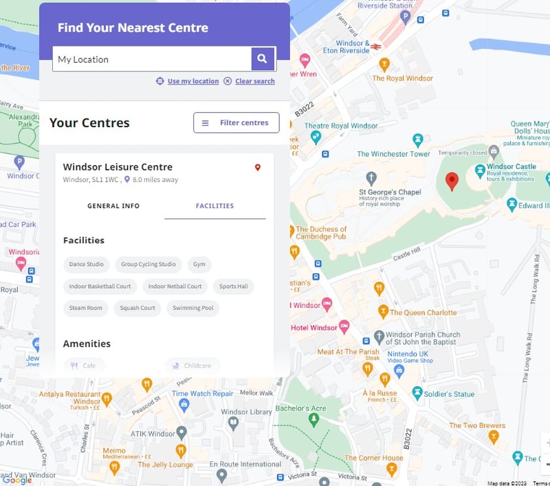 Screen of using the map when searching to join a site